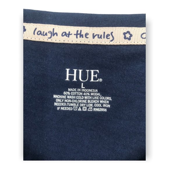 ^ Hue Womens Large Medieval Blue Solid V-Neck Short Sleeve Tee NWT - Picture 4 of 4